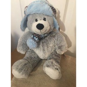 Plush Winter Bear Hugfun International Gray Blue‎ 18"